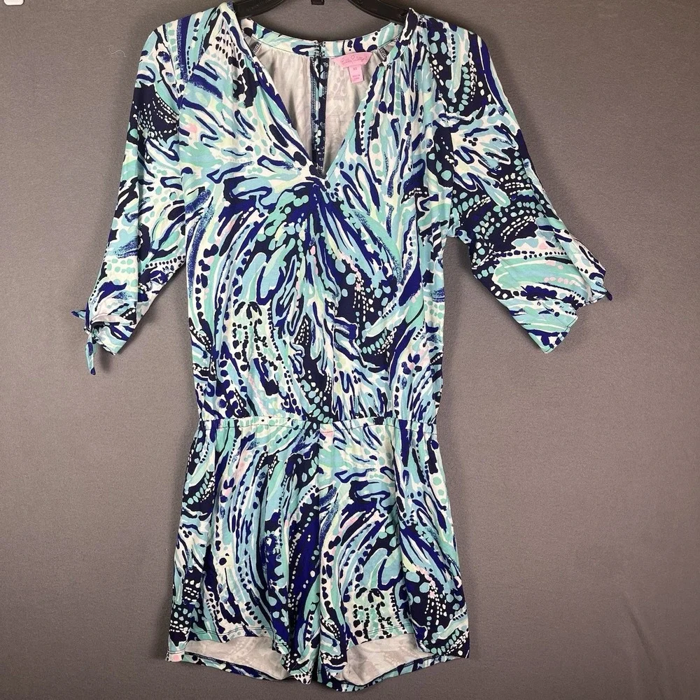 LILLY PULITZER BRYCE ROMPER CRASH THE BASH PRINT XS